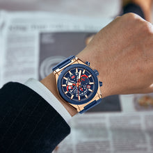 Load image into Gallery viewer, Waterproof men's business chronograph watch with luminous dial and stainless steel buckle