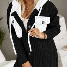 Load image into Gallery viewer, Black hooded coat women's casual clothing in polyester fabric