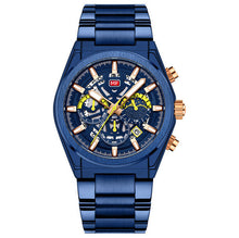 Load image into Gallery viewer, Men’s waterproof luxury chronograph sports watch with quartz movement and stainless steel buckle