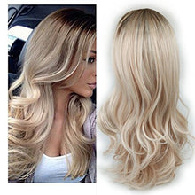 Load image into Gallery viewer, White long curly wig with dyed bangs inspired by European and American fashion trends