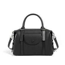 Load image into Gallery viewer, Black genuine leather ladies' bag with single shoulder strap and contrast stitching,Genuine Leather Ladies' Bags versatile street trend design