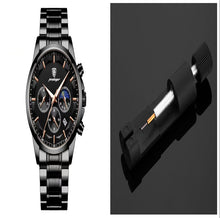 Load image into Gallery viewer, Multifunctional sports men's waterproof quartz watch with stainless steel strap and sapphire crystal glass