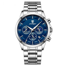 Load image into Gallery viewer, Multifunctional waterproof sports men's quartz watch with stainless steel strap and sapphire crystal glass
