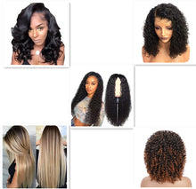 Load image into Gallery viewer, Front lace long curly synthetic wig with realistic lace front and European style long curls