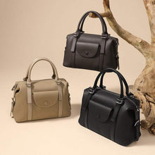 Load image into Gallery viewer, New genuine leather ladies' bag with single shoulder strap,Genuine Leather Ladies' Bags stitching, and lock in black, elephant gray, and brown colors