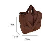 Load image into Gallery viewer, Fashion cotton-padded jacket bag with large capacity and soft PU material in brown, white, and light pink colors