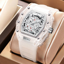 Load image into Gallery viewer, Wholesale fashionable transparent men's waterproof watches in various colors with white, black, red, yellow, blue, and green straps
