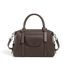 Load image into Gallery viewer, New genuine leather ladies' bag in black with stitching, contrast color,Genuine Leather Ladies' Bags and lock design