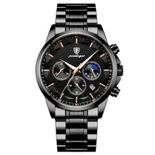 Load image into Gallery viewer, Sports men's multifunctional waterproof quartz watch with stainless steel strap and sapphire crystal glass.
