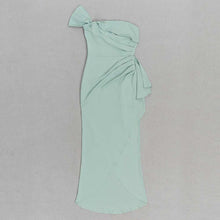 Load image into Gallery viewer, Green one-shoulder sleeveless elegant polyester dress for women